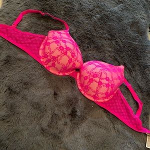 Hot Pink Victorias Secret Bra 36D Lined Demi